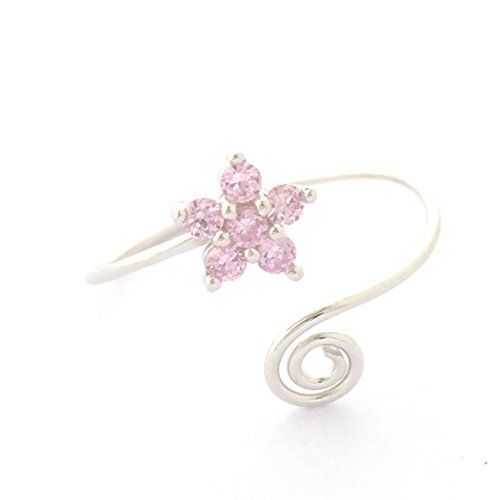 Hawaiian Jewelry Pink CZ Plumeria Flower Toe Ring from Hawaii