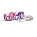 14K White Gold Tanzanite, Pink Sapphire & Diamond Ring