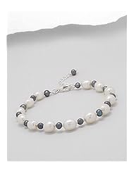 Mixed Colors Fresh Water Pearls Bracelet In Brass