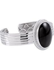 Genuine Onyx Hinged Cuff Braclelet Sterling Silver 68516