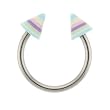 STAINLESS STEEL HORSESHOE WITH SPIKE MULTICOLOR Gauge: 16, Ball Size: 4mm Sold as a Pair