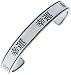 Chinese Luck Character Silver Tone Pewter Cuff Bracelet