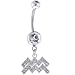 Crystalline Gem AQUARIUS Zodiac Sign Dangle Belly Ring