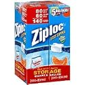 Ziploc Easy Zipper Quart & Gallon Variety Pack, 140 Bags