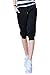 Pink Queen® Juniors Black Solid Elastic Waistband Active Capri Sweatpants L