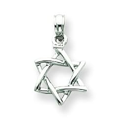 14k White Gold 3-D Star of David Pendant