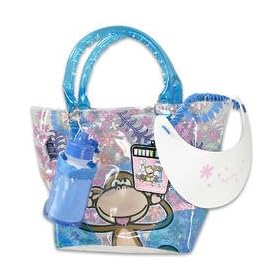 Bobby Jack Monkey Girls Childs Purse Beach 3 Piece Tote Bag Set w/ Visor & water bottle