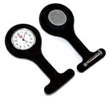 Concept4u - BLACK Flexi Smooth Touch Silicone Rubber Quartz BATTERY Professional Nurse Nurses Pin On Brooch Fob Watch With Infection Control 65 x 30mm