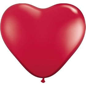 Ruby Red 6" Latex Hearts Balloons x 5 - Qualatex