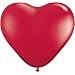 Ruby Red 6" Latex Hearts Balloons x 5 - Qualatex