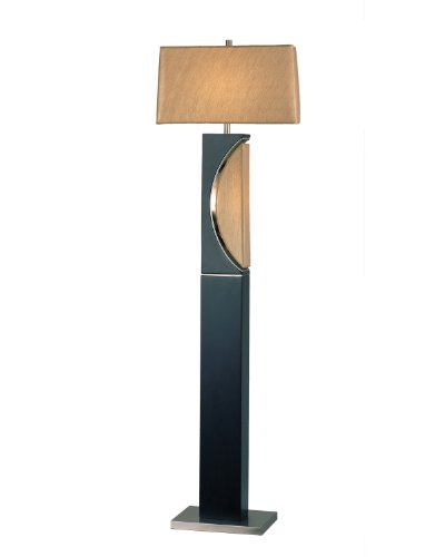 Nova Lighting 1736 Half Moon Floor Lamp, Dark Brown Wood & Brushed Nickel with Etruscan Gold Shade