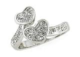 Bay Studio Crystal ByPass Heart Ring Size 8 SILVER TONE