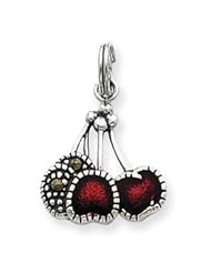 Sterling Silver Enameled Red Cherry Charm QC4175"