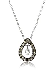 Sethi Couture Green and White Diamond Pear Shape Pendant Necklace