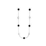 Sterling Silver Onyx and Silver Beads Necklace - 60''