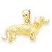 dachshund39 - 14k Solid Polished 3Dimensional Wire Haired Dachshund Charm