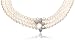 Sterling Silver White Freshwater Cultured Pearl w/ Sterling Silver and Cabochon Rose Quartz Flower Three Row Necklace