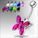 Fancy Jeweled Silver Belly Ring Body Jewelry