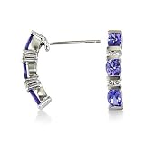 14k White Gold Tanzanite & Diamond Dangle Earrings