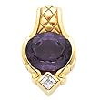 14K Yellow Gold Amethyst and Diamond Pendant