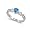 Rhodium Plated Sterling Silver 6mm Heart Shaped Blue Topaz & Clear CZ Ring (Size 4 - 10) - Size 4