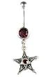 Stainless Steel Gothic Belly Ring with Red CZ - Star