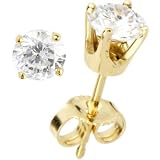 Solid 14KT Yellow Gold Genuine DIAMOND Stud Earrings (.75 cttw, H-I Color, I2 Clarity)