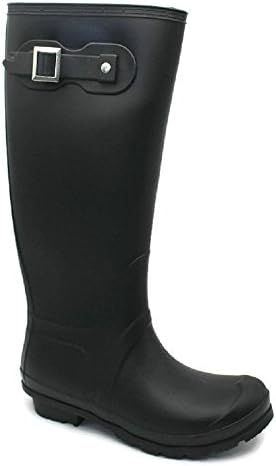 MS2901 Black Ladies Smooth Rain Boots Size 8
