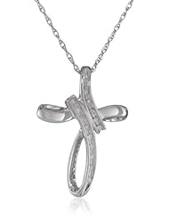 Sterling Silver Cross Diamond Pendant Necklace (1/10 cttw, I-J Color, I2-I3 Clarity), 18"