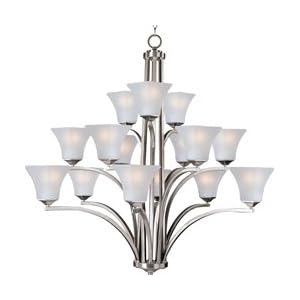 Maxim Lighting 20097FTSN Aura 15 Light Large Foyer Chandelier in Satin Nickel with Frost... by Maxim Lighting