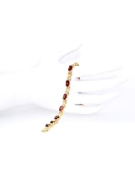 14K Yellow Gold 6.25 ct Garnet/0.22ct Diamond Bracelet