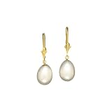 14K Yellow Gold Fresh Water Pearl Dangle Earrings