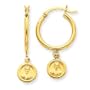14k Gold Religious Dangle on Hoop Earrings