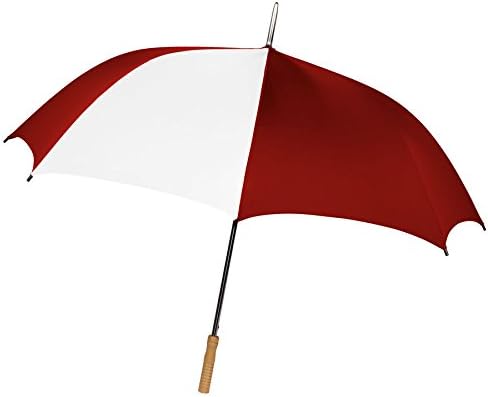Burgundy &amp; White 7 + 1 Panel Golf Umbrella With Sleeve Wood Handle &amp; WARRANTY