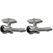 Kenneth Cole "Riff" Brushed silver guitar cufflinks with black & white enamel