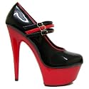 Black Red Dancer Mary-Jane Buckle Platform Shoes