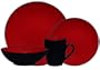 Gibson Arise 16-Piece dinnerware Set, Red/Black