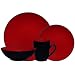 Gibson Arise 16-Piece dinnerware Set, Red/Black