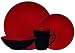 Gibson Arise 16-Piece dinnerware Set, Red/Black