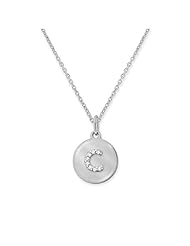 Diamond Disc Initial Letter Necklace in 14k White Gold