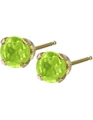 0.22Ct. Genuine 3mm Peridot 14 Karat Yellow Gold Round Earrings