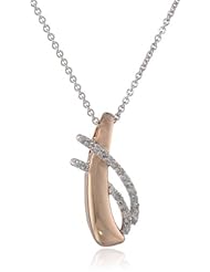 14K Rose Gold Plated Sterling Silver Diamond Bold Pendant Necklace (1/6 Cttw, I-J Color, I2-I3 Clarity), 18"