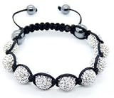 Iced Out Shamballa Bracelet Macrame Disco Silver Stone 9mm
