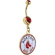 Major League Baseball Logo GOLD Double GEM Belly Ring - Boston Red Sox