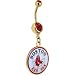 Jewelry : Major League Baseball Logo GOLD Double GEM Belly Ring - Boston Red Sox