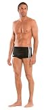 Speedo Mens Nylon Stripe Square Leg Bathing Suit, Black, 34