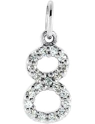 14K White Gold .07 cttw Diamond Number 8 Charm