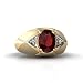 14K Yellow Gold Genuine Oval Garnet and Diamond Men's Ring - Size 10