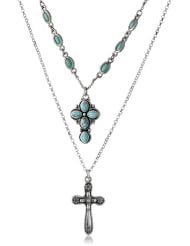 Lucky Brand Double Layer Cross Necklace, 20"