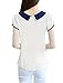 Allegra K Women's Peter Pan Collar Button Decor Back Sweet Blouse White M